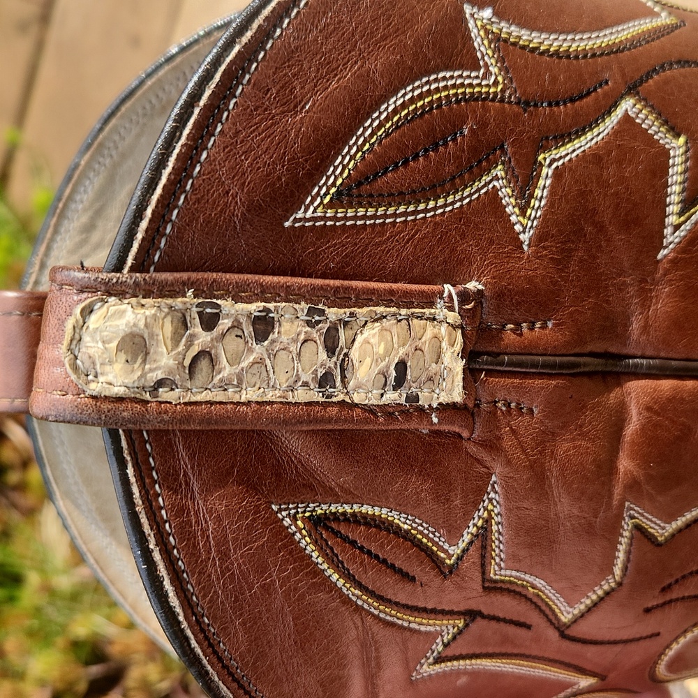 Dan Post Snake Skin Cowboy Boots Men's Size 6.5 C Approx Women's Size 8 C - Picture 11 of 17